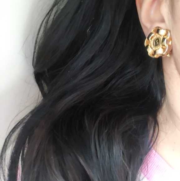 Vintage Fendi FF Logo Chunky Earrings Rare - Picture 4 of 16